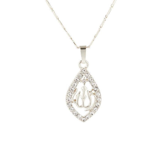 18k guldpläterad kedja Allah muslim med kristall diamant islam