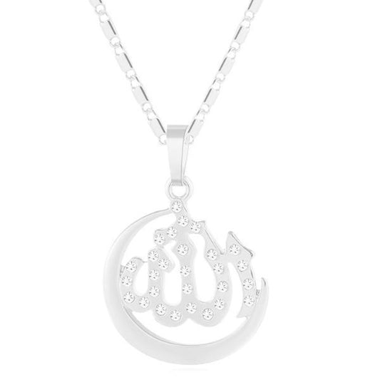 18k silverpläterad kedja smycke måne zirkon islam allah