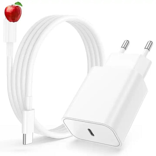 20W USB-C-strömadapter med en 1 meters vit laddkabel för snabb laddning av iPhone