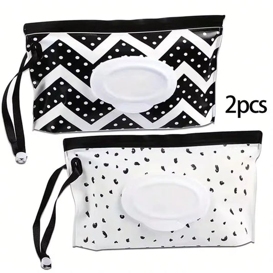 2-PACK! Babyservettfodral, resepappershållare, förvaringsväska för våtservetter, återanvändbar våtservettpåse för resor, maskpåsar, vävnadspåsar, våtservetter