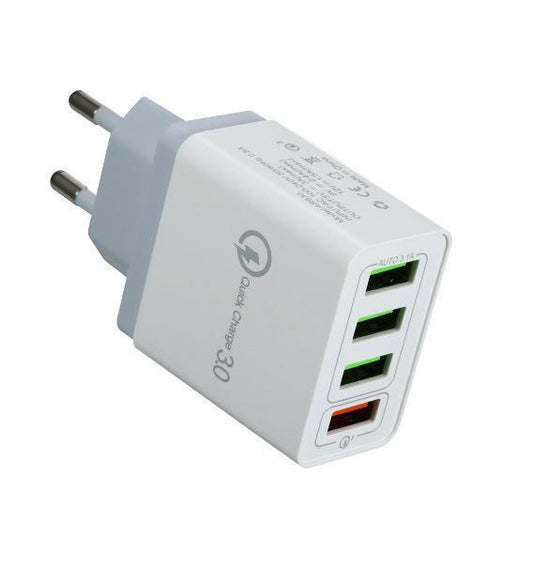 4-port USB SNABBLADDARE till EU vägguttag vit & svart