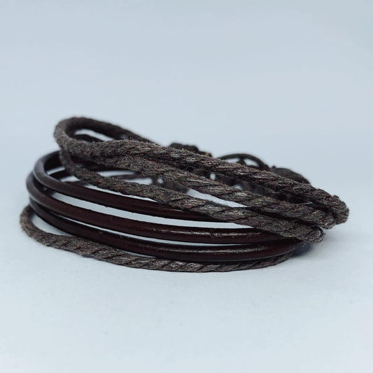 7 stk Handgjorda armband i autentisk läder brun för män