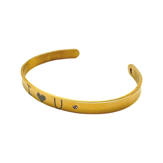 Bracelet ''I love U'' with burning heart valentine's day gold