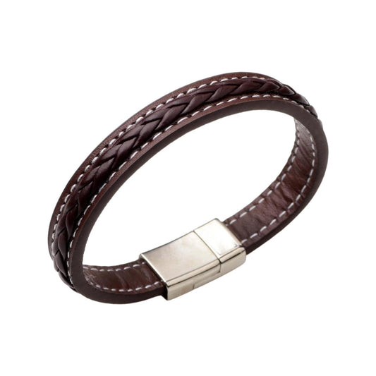 Bracelet in leather and metal buckle for men