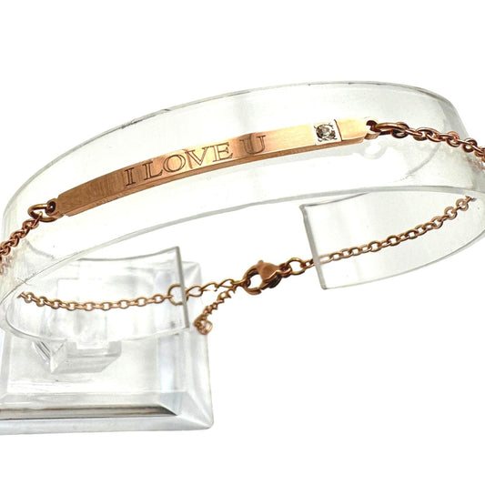 Bracelet in rosé with text ''I love you'' Valentine's Day gift