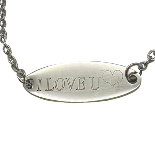 Bracelet in silver with the text "I love you" Valentine's Day gift