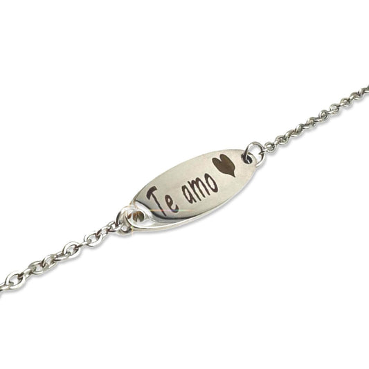 Armband i silver med text ''Te amo' alla hjärtans dag present
