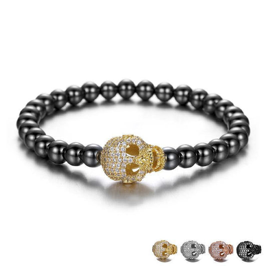 Bracelet with skull with diamonds elastic band unisex zircon