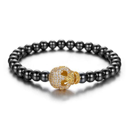 Bracelet with skull with diamonds elastic band unisex zircon