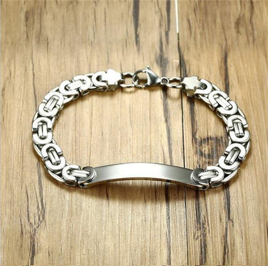 Bracelet stainless steel for men choose text or image stainless steel