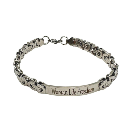 Bracelet stainless steel ''woman life freedom'' for men adjustable