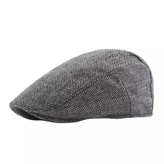 Men's beret cap fine pattern black brown gray gatsby