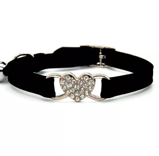 Adorable necklace for small dog with heart diamonds jingle