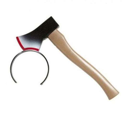 Bloody ax in the head diadem halloween costume joke blood