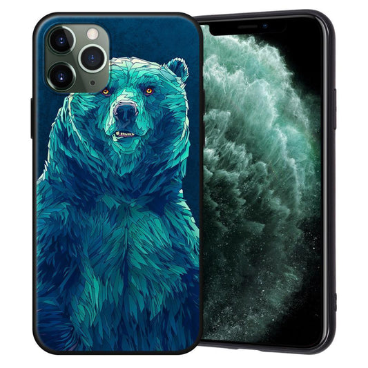 Cool case with blue bear in unique pattern iphone shockproof