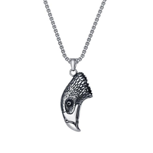 Cool heavy necklace 3D eagle head stainless steel hawk