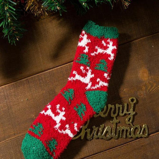 Elastic socks in fleece with Christmas motif warm unisex