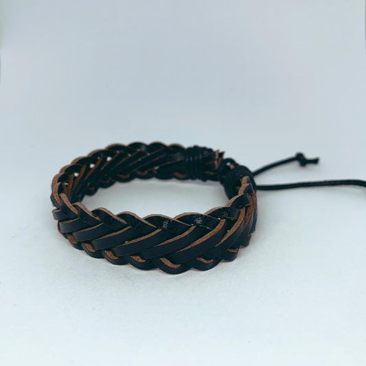 A handmade leather bracelet for men in black leather