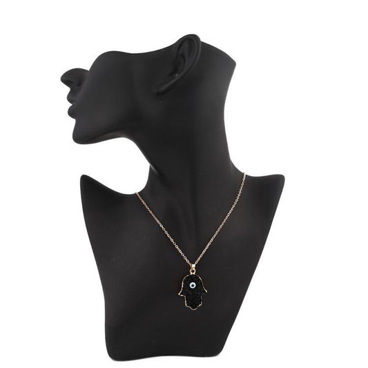 Fatimas hand m öga - handgjort halsband med aura kvarts och harts