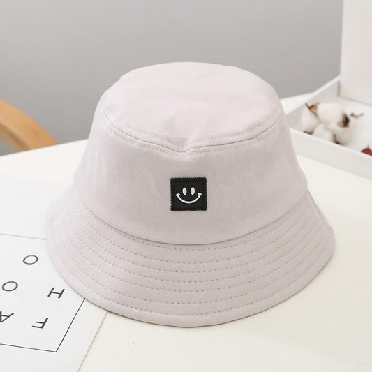 Fiskehatt Hip-Hop svart eller vit broderad glas smiley solhatt