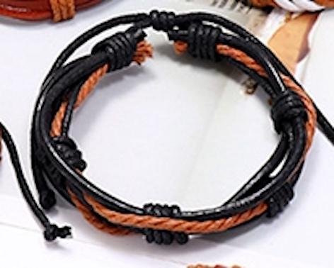 Braided handmade bracelet with brown and black bands