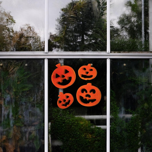 Window decoration of 4 pumpkin Halloween orange self-adhesive