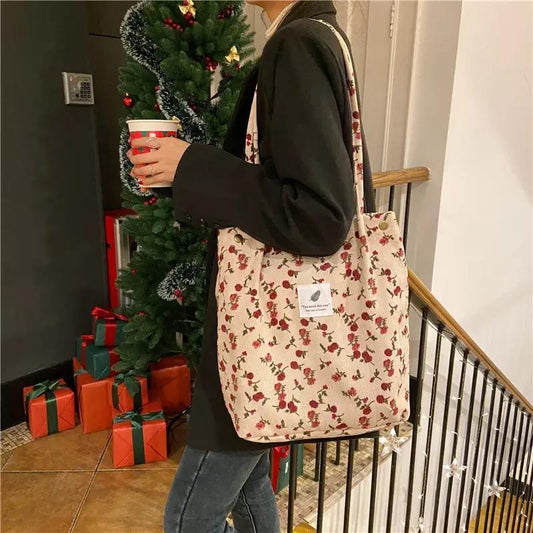 Lined Fabric bag tote bag with compartment washable eco-friendly