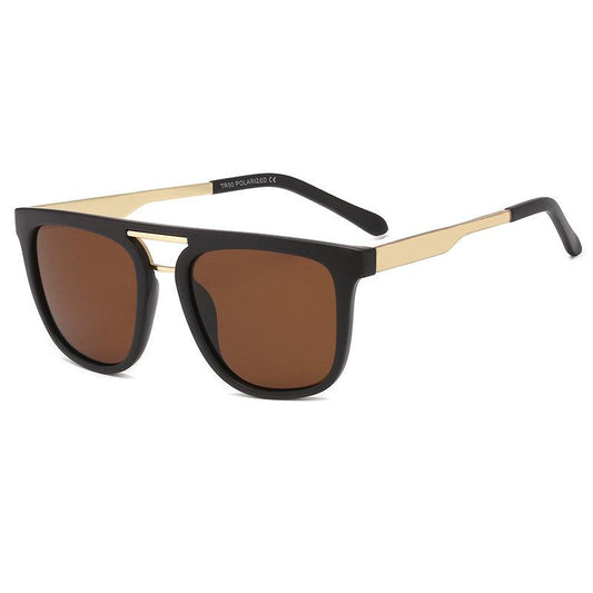 Frame Double Bridge Flat Top Polarized Sunglasses UV400