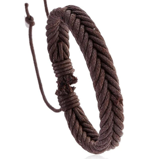 Genuine Leather Adjustable Brown Bracelet For Men