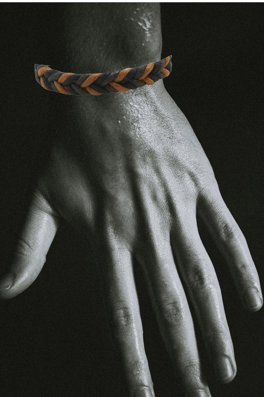 Genuine Leather Adjustable Earth Colors Bracelet For Men - Braided
