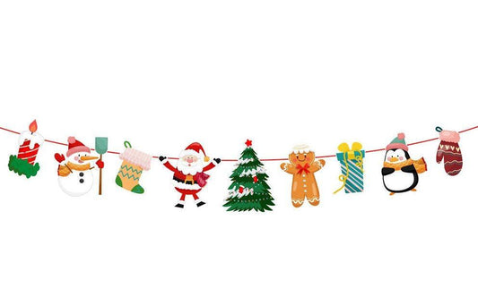Girlang för jul julfest ''Merry Christmas'' tomtar julgran fest
