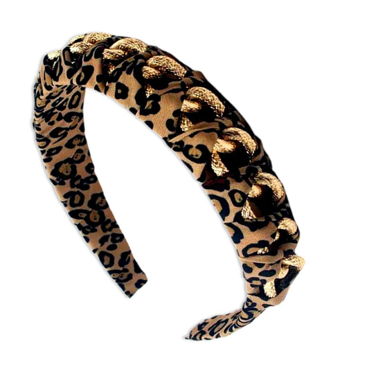 Glamorous Tiara with Gold Chain and Leopard Pattern for Unique Style