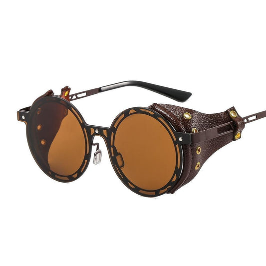 Gothic motorcycle sunglasses vintage round sunglasses side shield punk