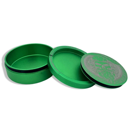 Green snuff box in aluminum for all snuff skull viking