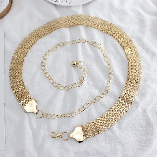 Gold colored chain belt to the waist oriental style hip hop