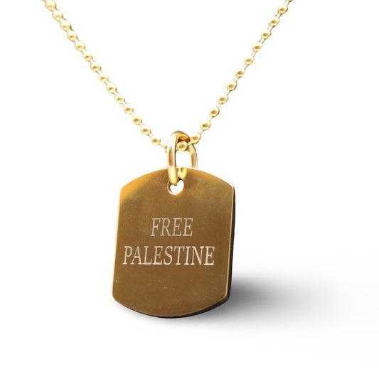 Gold-plated tray text FREE PALESTINE Palestine freedom