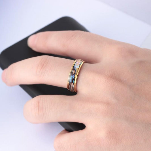 Gold-plated ring with mother-of-pearl for men gold