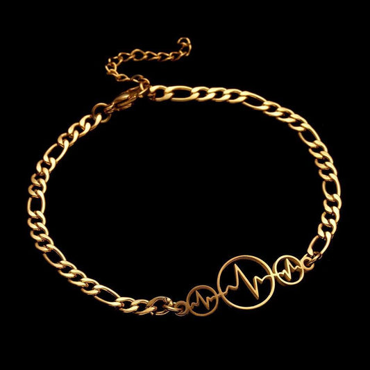 Gold Plated Heartbeat Bracelet Perfect Gift Kids Women Men