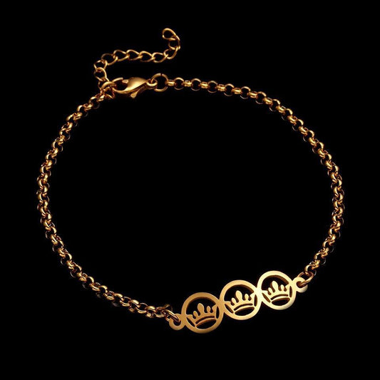 Guldpläterat armband med kronor perfekt gåva barn kvinnor män