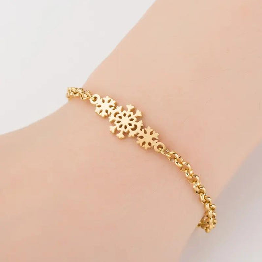 Gold Plated Snowflake Bracelet Perfect Gift Kids Women Men