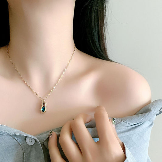 Guldpläterat halsband kedja med diamanter jordnöt gåva