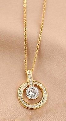 Gold plated necklace chain with diamonds rhinestone gift