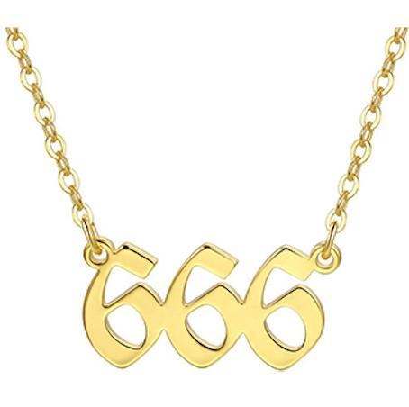 Gold plated necklace angel number 666 meaning gift spiritual