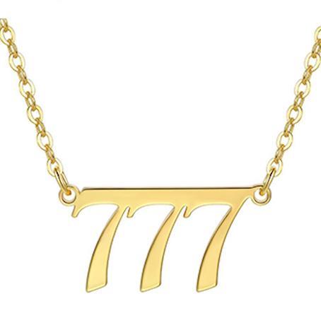 Gold plated necklace angel number 777 meaning gift spiritual