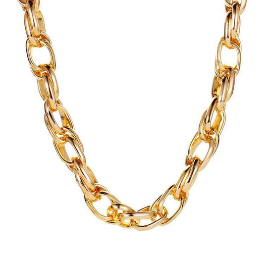 Gold plated necklace thick chain choker gold silver ladies