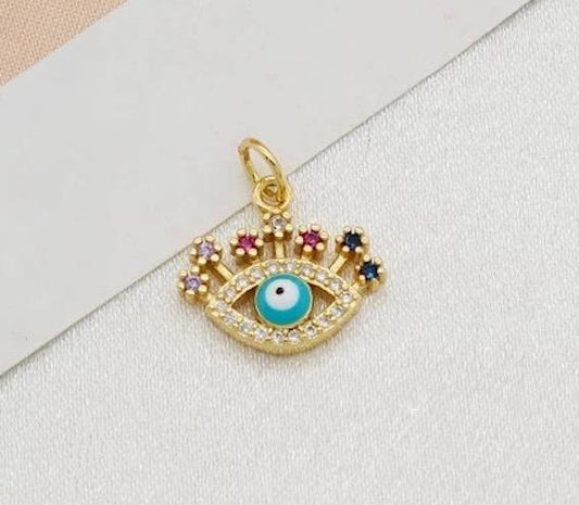 Gold plated jewelry with nazar colored stones eye eyelashes
