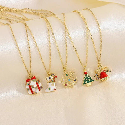 Gold-plated jewelry package for Christmas Christmas gift enamel rhinestones