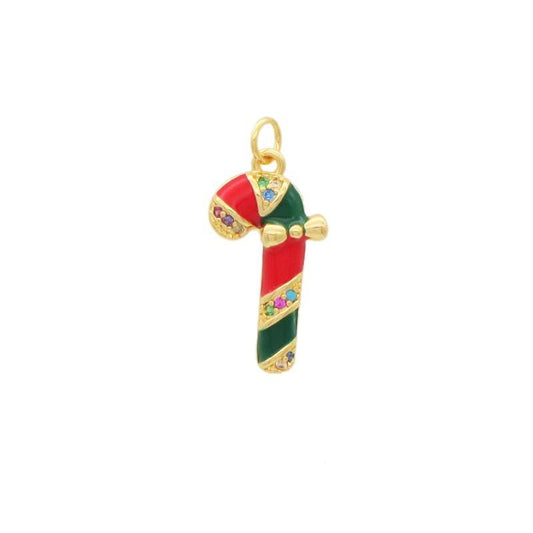 Gold-plated jewelery polka pig with bow red green candy