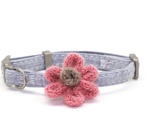 Cute necklace for small dog cat crocheted flower