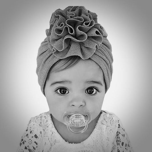 Gullig turban m stor blomma flera färger stretch material 0-3 år baby barn!